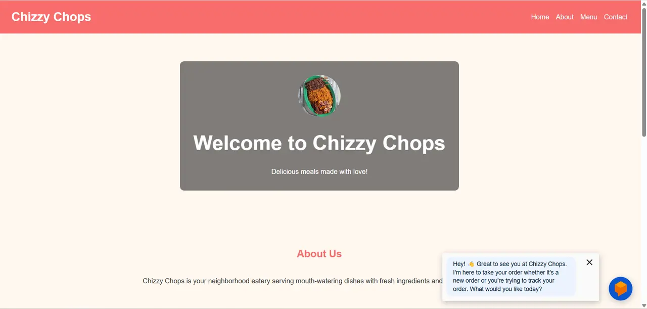 Chizzy Chops Restaurant Chatbot